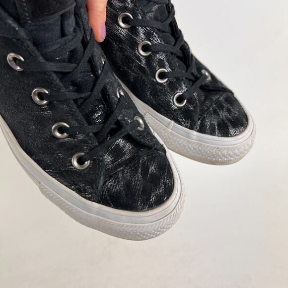 Converse all star chuck Taylor shoes women’s size 6 black white metallic cheetah - Picture 9 of 12